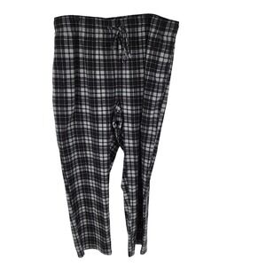 Nautica Sleepwear Mens Lounge Pajama Pants Plaid Black Gray Large